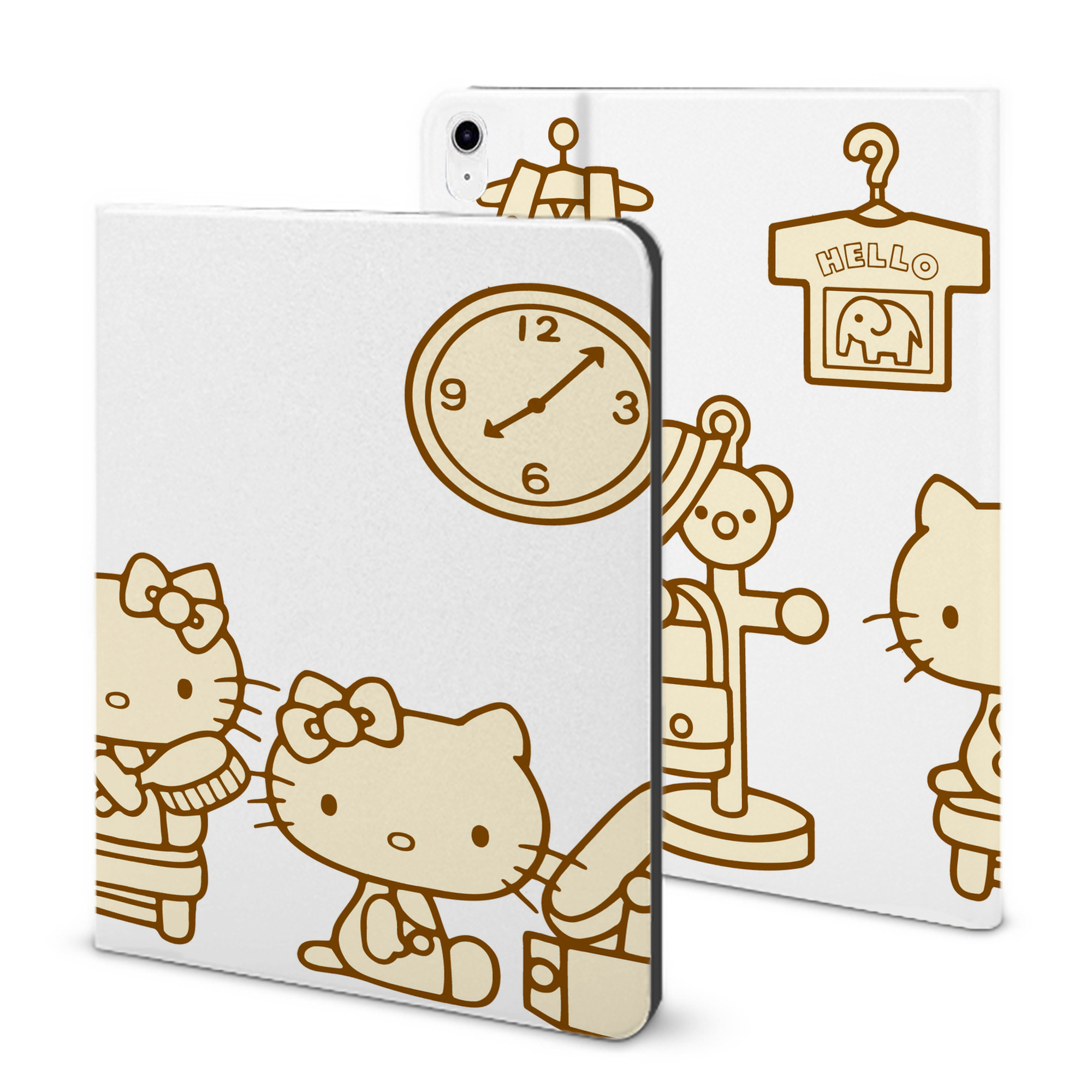 （画像用） Hello Kitty ハローキティ IPad ケース ブック型 PUレザー TPU 耐衝撃 軽量 薄型 ペン収納なし 全面保護 IPad 各モデル対応
